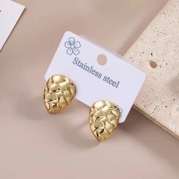 Wholesale 1 Pair/Package Casual Modern Style Sector Red Heart Diamond Plaid Polishing Plating 201 Stainless Steel 18K Gold Plated Earrings