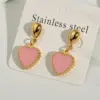 Electroplating Golden Plated Red Heart 304 Stainless Steel Casual Modern Style Simple Style Polishing Earrings