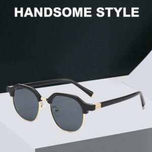 Wholesale 2024 New European and American Cross-Border Korean Style Oval Half-Frame Men's Sunglasses Retro Flat Mirror High-End Sunglasses for Women