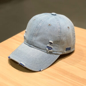 1999 hole Denim baseball cap-Blue / Adjustable