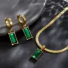 304 Stainless Steel 18K Gold Plated Glam Luxurious XUPING Plating Inlay Rectangle Artificial Gemstones Earrings Necklace