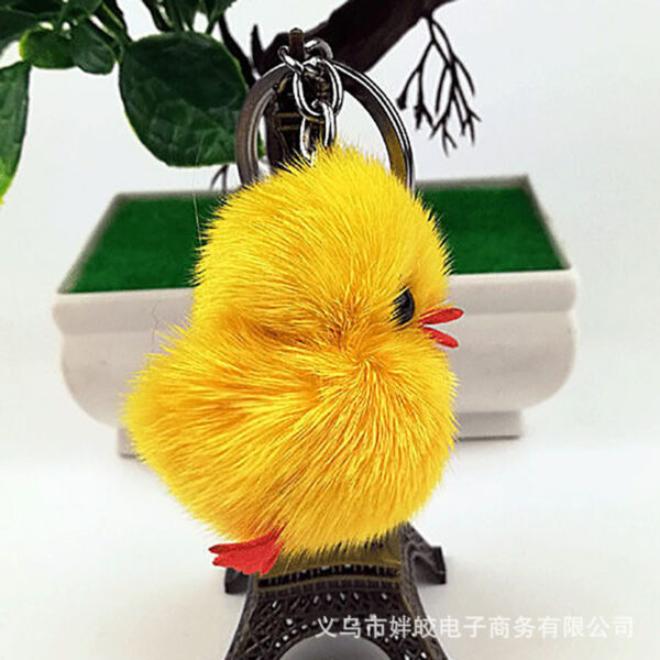Wholesale Cute little duck mini keychain bag pendant mink fur Cartoon Doll