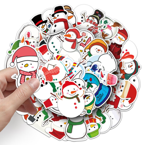 oly-c79a7bc1109a16a205cd6dd98ecd0d6a Wholesale 50pcs/pack snowman graffiti cartoon sticker waterproof