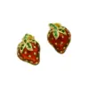 1 Pair Simple Style Cherry Strawberry Enamel Inlay Copper Zircon Ear Studs
