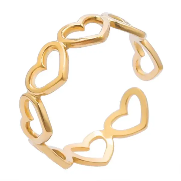 Wholesale PVD Coated Real Gold Plated 18K Gold Heart Shape 304 Stainless Steel Simple Style Waterproof Non Tarnish Rings