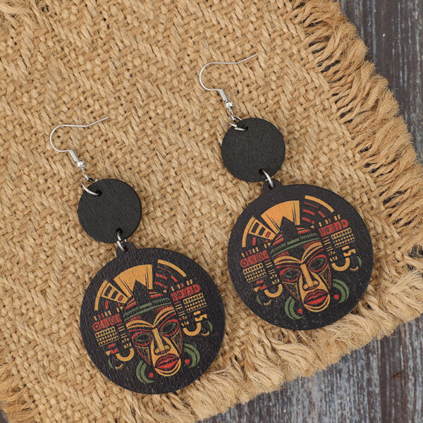 oly-c7a308d2b8a7f6e95d1803b096cf6b78 Wholesale Geometric Printed Pharaonic Image Vintage Wooden Earrings