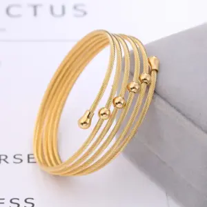 Wholesale Solid Color Twist Titanium Steel Casual Exaggerated Bangle