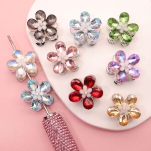 oly-c7afa28f1de54c07f58446e865d9170f Wholesale Hole alloy five-leaf flower beaded hair aessories double-sided crystal flower plating wholesale diy jewelry aessories