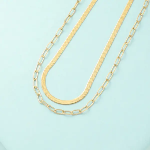 Wholesale PVD Coated 18K Gold Real Gold Plated Solid Color 304 Stainless Steel Hip-Hop Rock Waterproof Non Tarnish 304 Stainless Steel Necklace