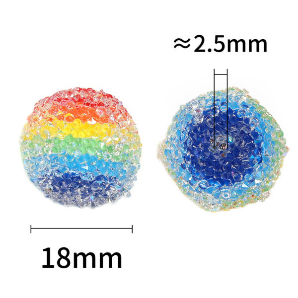 Wholesale New heavy-duty sparkly rainbow striped sugar rhinestone bead DIY bracelet keychain jewelry accessories loose beads