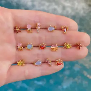 Wholesale Ethnic Style Whale Copper Earrings Ear Studs