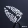 Wholesale New Women's Open Full Diamonds Zircon Wings Adjustable Fashion Charm Copper Ring