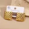 Water-Plated Round And Square Hoops Earrings Stainless Steel 201 Rhinestone Lattice Design Fashionable Casual Minimalist Style