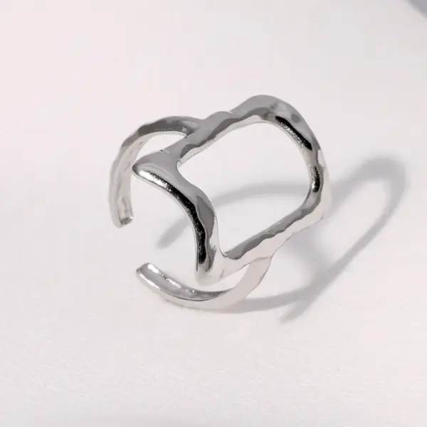 Wholesale PVD Coated Real Gold Plated 18K Gold Geometric 304 Stainless Steel Modern Style Simple Style IG Style Waterproof Non Tarnish Open Rings