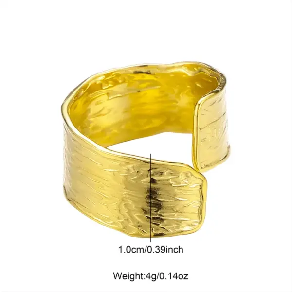 Wholesale Vacuum Plating Real Gold Plated Solid Color 304 Stainless Steel Casual Retro Waterproof Non Tarnish Wide Band Rings Open Rings