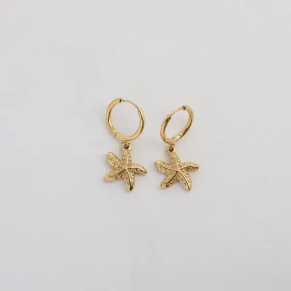Wholesale 1 Pair Marine Style Simple Style Starfish Snails Shell Plating 304 Stainless Steel 18K Gold Plated Drop Earrings