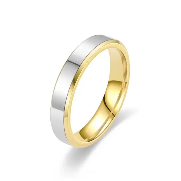 Wholesale PVD Coated Real Gold Plated 18K Gold Color Block Stainless Steel Simple Style Waterproof Non Tarnish Rings
