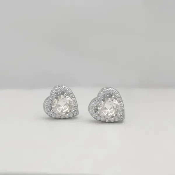 Wholesale Jewelry Elegant Heart Shape Titanium Steel Copper Zircon Inlay Rings Earrings Necklace Cable Chain