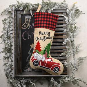 oly-c7d2969437ab91b11a6e7b3858a6a749 Wholesale Cross-border Christmas decorations, forest old man car gift bags, Christmas stockings, linen Christmas stockings, gift bags