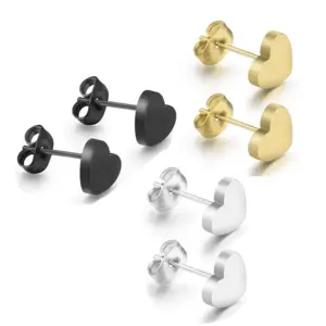 Wholesale Simple Style Titanium Steel Heart Shape Stud Earrings