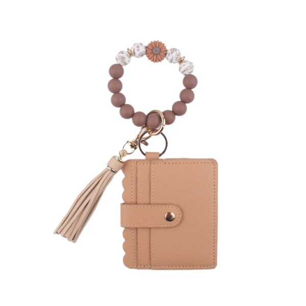 Wholesale Cross-border Amazon Daisy Beads Bracelet Multi-layer Card Bag Zipper Coin Purse Silicone Beads Bracelet Keychain