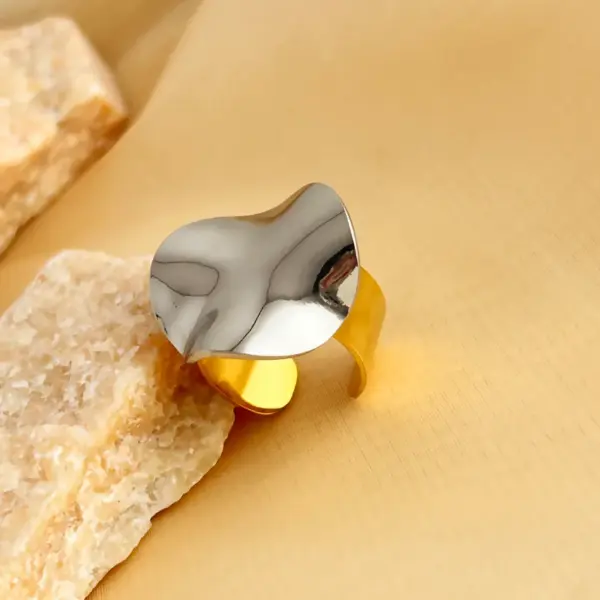 Wholesale PVD Coated Real Gold Plated 18K Gold Irregular Geometric Heart Shape 304 Stainless Steel Casual Retro Simple Style Waterproof Non Tarnish Open Rings