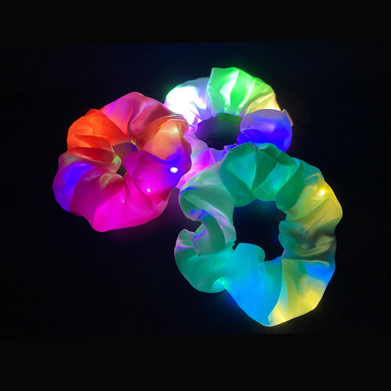 Wholesale Led Luminous Large Intestine Hair Ring DIY Night Light Flower Shiny Fat Intestine Head Rope Nightclub Rubber Band Hair Aessories
