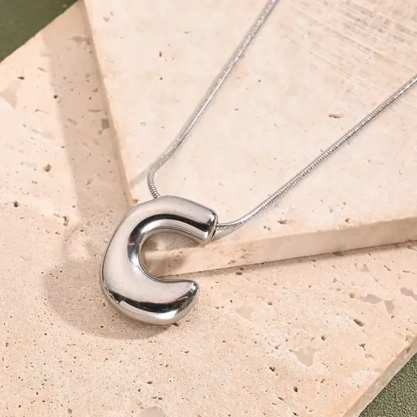 Wholesale Jewelry Casual Modern Style Simple Style Letter 304 Stainless Steel Handmade Polishing Snake Chain Pendant Necklace