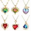Non-Fading Titanium Steel Necklace Heart Rose Design Versatile High-End Women's Choker Necklace Crystal Pendants New Style