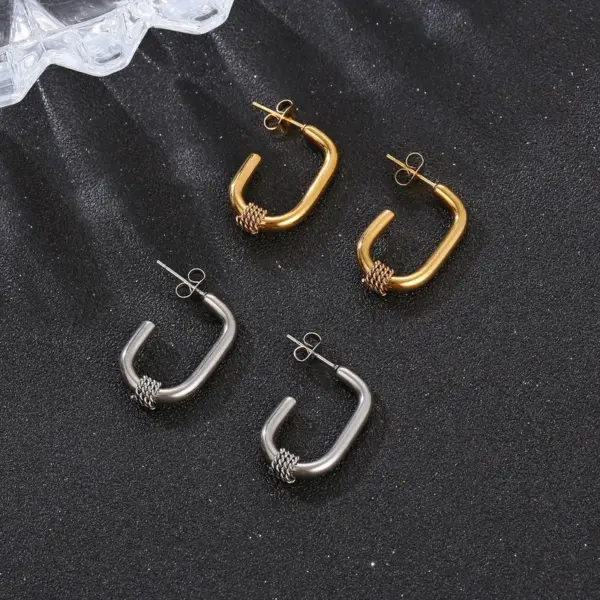 Wholesale PVD Coated 18K Gold Real Gold Plated Geometric 201 Stainless Steel Fashion Waterproof Non Tarnish Drop Earrings