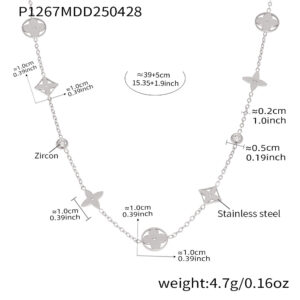 P1267-steel color necklace 39+5cm