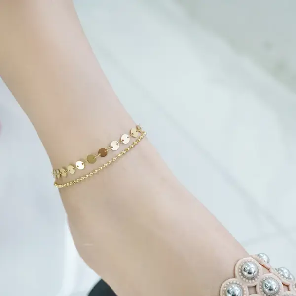 Wholesale Fashion Round Stainless Steel Titanium Steel Plating Women's Anklet 1 Piece