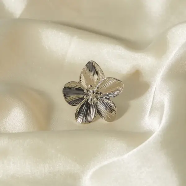 304 Stainless Steel Flower IG Style Elegant Waterproof Non Tarnish Silver Open Rings