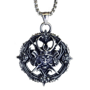 Wholesale Retro Domineering Turntable Samurai Devil Titanium Steel Pendant Necklace Export Stylish Stainless Steel Jewelry Wholesale Fn2260