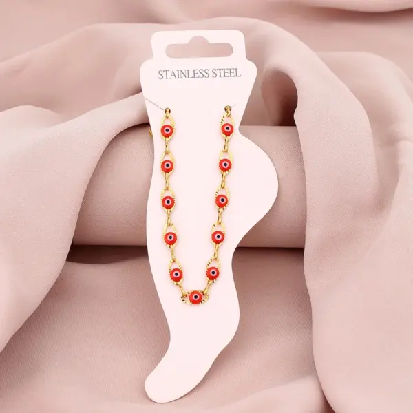 Wholesale 1 Piece Modern Style Eye 304 Stainless Steel Waterproof Non Tarnish Water Plating 18K Gold Plated Real Gold Plated Women's Anklet