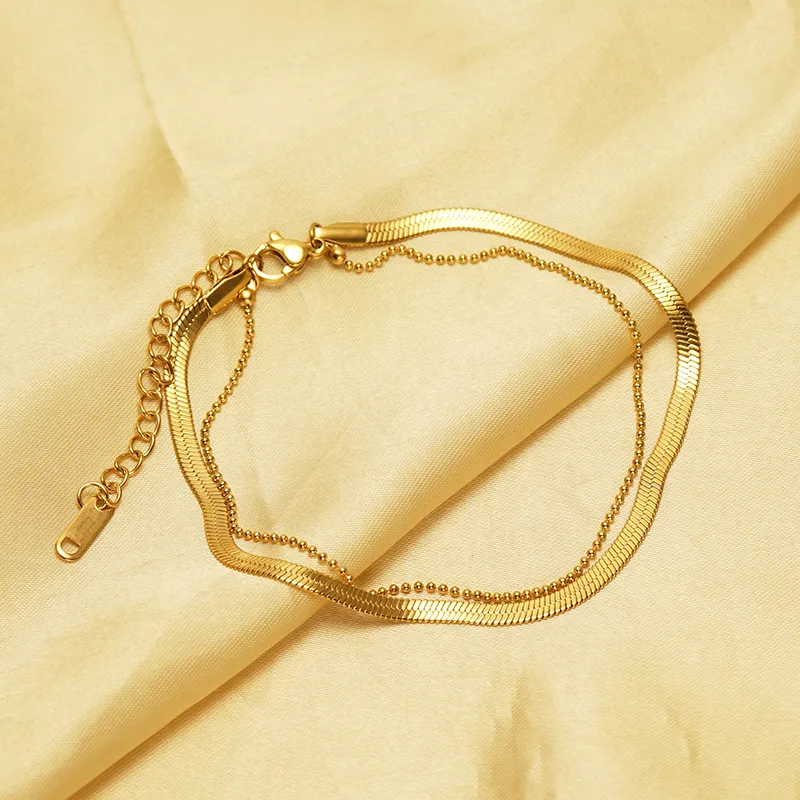 Wholesale 1 Piece Vacation Simple Style Solid Color 304 Stainless Steel Plating Titanium Steel PVD Coated PVD Coated 18K Gold Plated Women'S Anklet