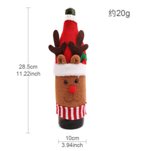 Knitted flannel cartoon wine bottle cover - reindeer design