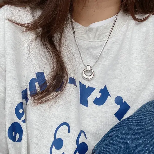 Wholesale Casual Geometric Titanium Steel Polishing Pendant Necklace