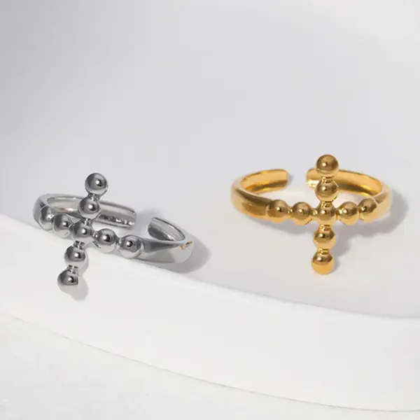 Wholesale Fashion Cross Stainless Steel Open Ring 1 Piece