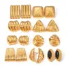 Wholesale PVD Coated Real Gold Plated Solid Color 304 Stainless Steel Retro Waterproof Non Tarnish Ear Studs