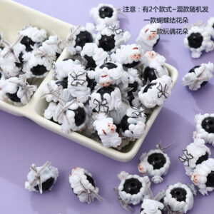 White cartoon flowers + bow