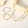 PVD Coated Real Gold Plated 18K Solid Color 201 Stainless Steel Hip-Hop Streetwear Waterproof Non Tarnish Bracelets Necklace