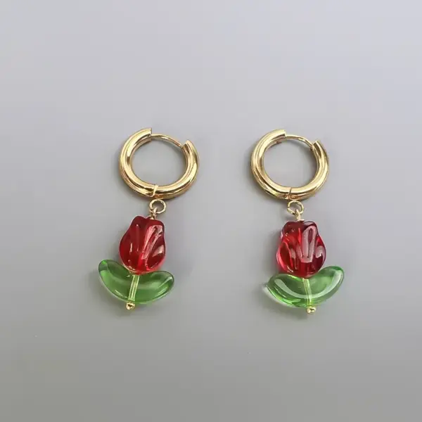 Wholesale 1 Pair Modern Style Flower Plating Stainless Steel 18k Gold Plated Earrings