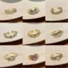 Wholesale Fashion Heart Shape Flower Bow Knot Copper Plating Inlay Pearl Zircon Open Ring 1 Piece