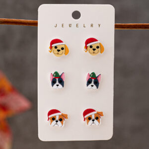 Wholesale Christmas Tree, Gingerbread Man, Snowman, and Dog Earring Set