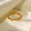 Wholesale PVD Coated Real Gold Plated Geometric 316 Stainless Steel Retro Waterproof Non Tarnish Open Ring