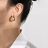 Wholesale PVD Coated Gold Plated Color Block 304 Stainless Steel Simple Style Waterproof Non Tarnish 304 Stainless Steel Earrings