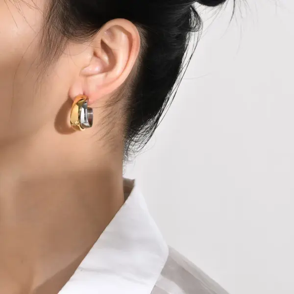 Wholesale PVD Coated Gold Plated Color Block 304 Stainless Steel Simple Style Waterproof Non Tarnish 304 Stainless Steel Earrings