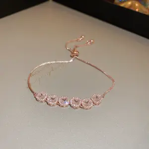36# Bracelet-Rose Gold-Inlaid Zircon (Real Gold Plating)