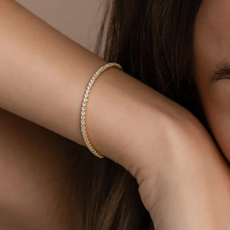 Wholesale Vacation Simple Style Solid Color 304 Stainless Steel Zircon Tennis Chain Tennis Bracelet In Bulk